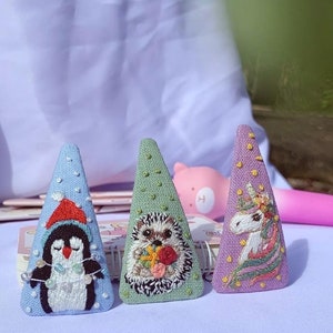 Animal embroidered Hair Clips, Handmade Animal Embroidered Hair Clips, Cute Hair Clip, Hair Barrettes, Christmas Gift, Bridesmaid Gift