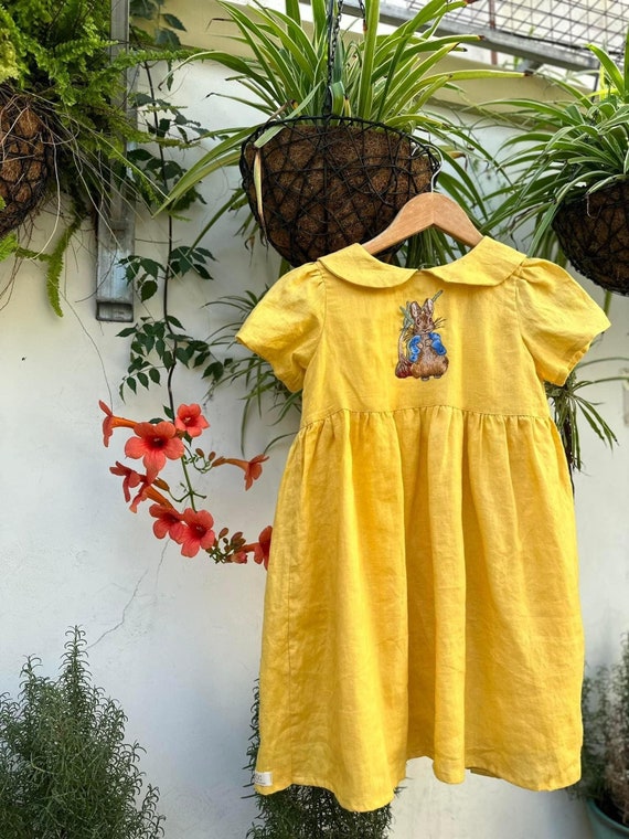 Vestido bordado a mano personalizado para niñas, vestido fruncido