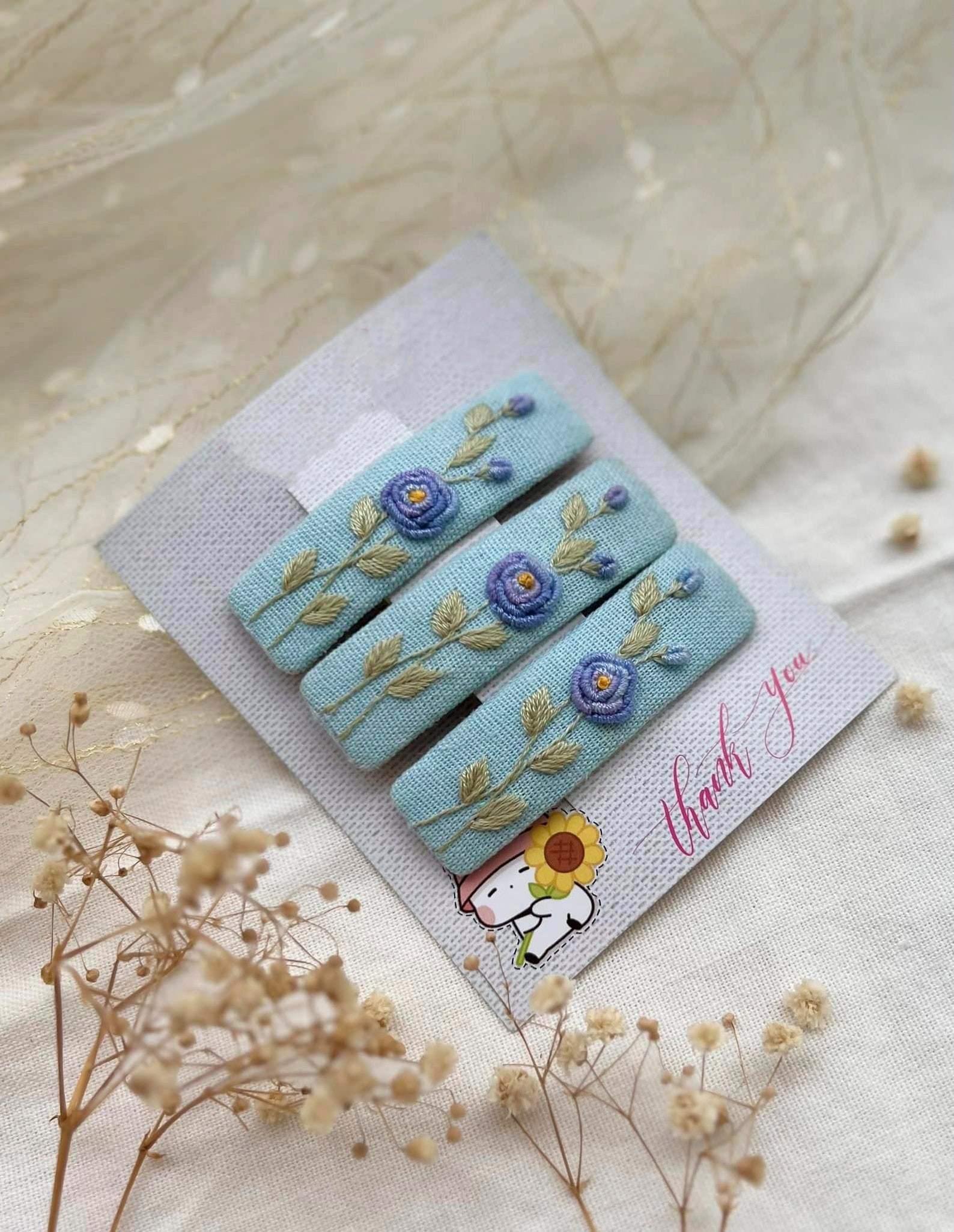 Handmade Embroidered Hair Clip, Flower Embroidered Hair Clip, Cute ...
