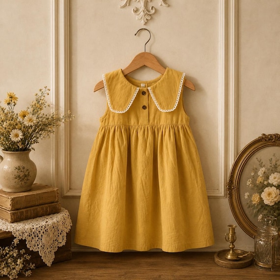 Handmade Linen Dress, First Birthday Outfit, Soft Linen Clothing
