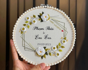 Telaio da ricamo personalizzato per matrimonio, regalo di anniversario personalizzato