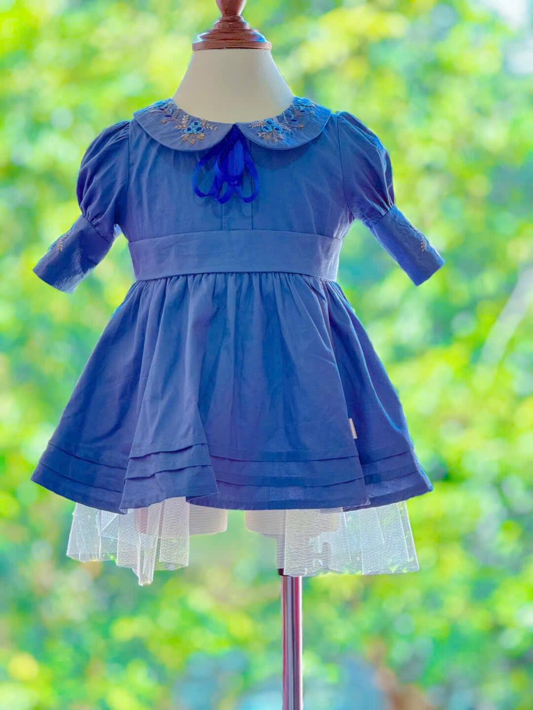 Girls Logo Embroidered Poplin Dress