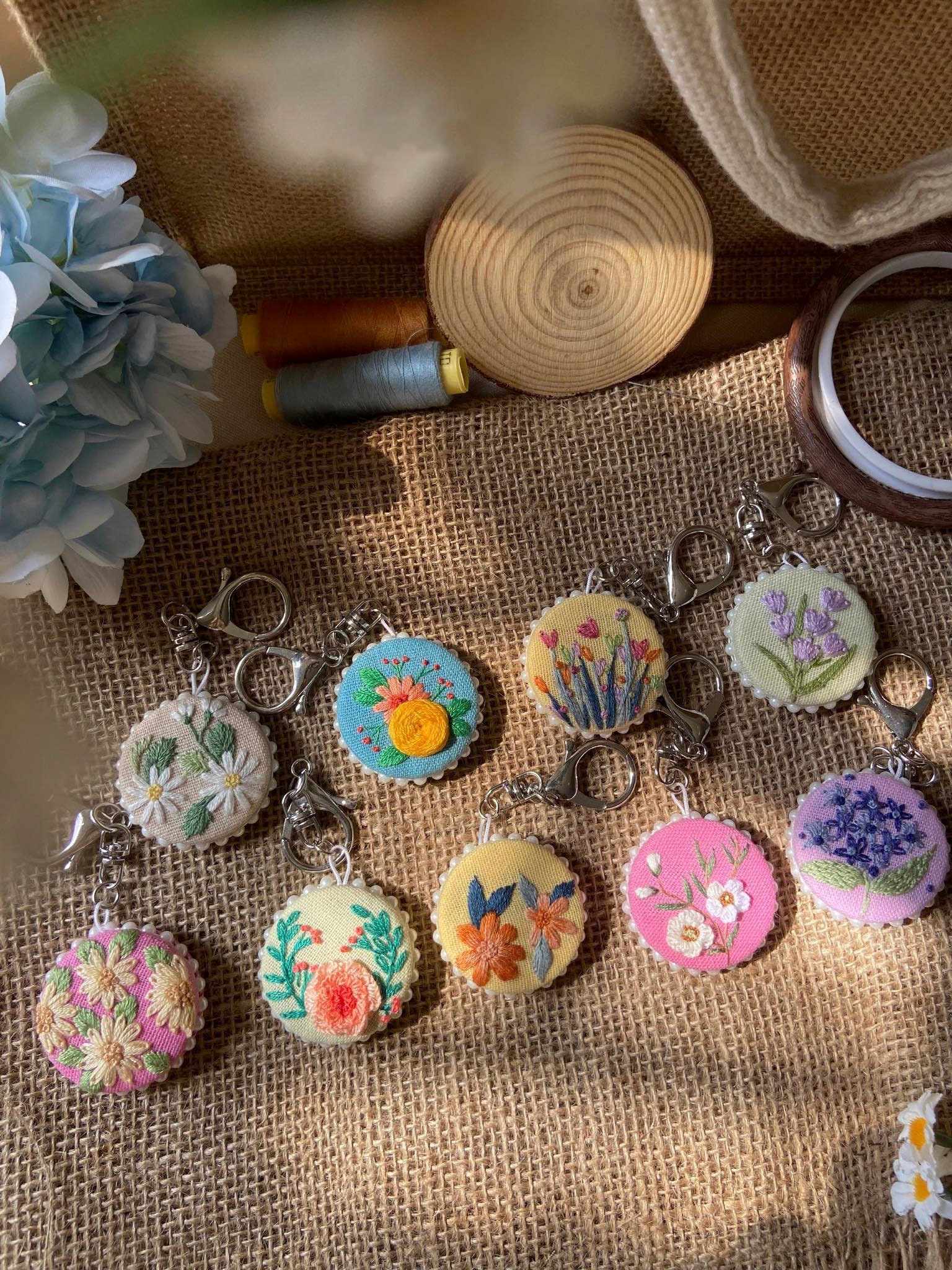 Custom Floral Embroidered Keychain, Personalized Gift - Etsy