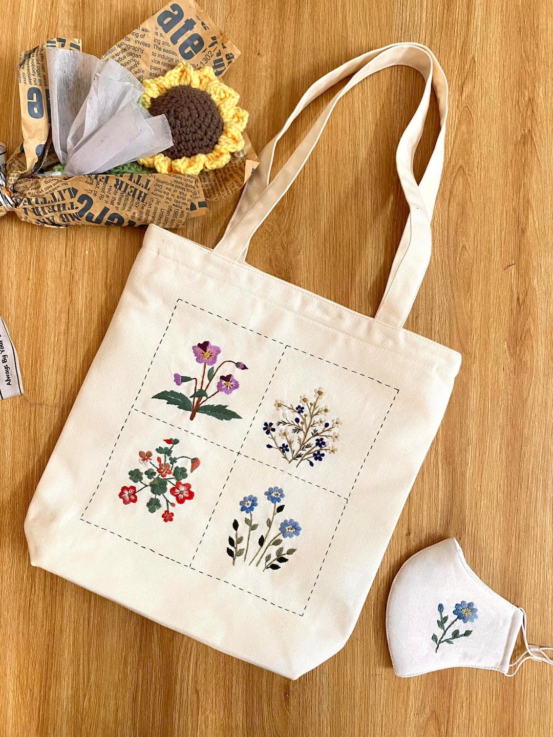 Sturdy Linen Embroidered Bag