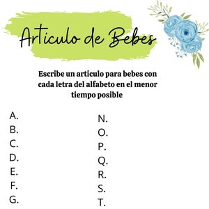 Juego para Babyshower (Articulo de Bebes), Descarga Digital, Juego para Babyshower,
