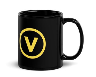 V is for Vegan Black Glossy Mug