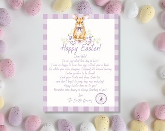 Lettre modifiable de lapin de Pâques - enfants, Pâques imprimable, note de lapin de Pâques, téléchargement immédiat, modifiable