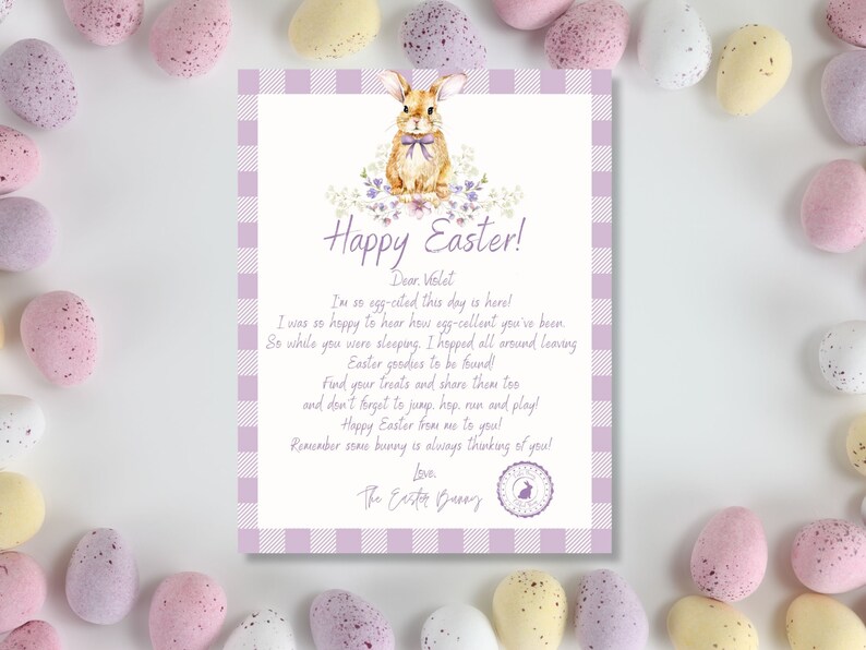 Editable Letter From The Easter Bunny, Kids, Easter Printable, Easter Bunny Note, Instant Download, Editable image 1