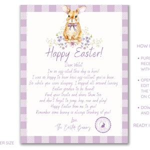 Editable Letter From The Easter Bunny, Kids, Easter Printable, Easter Bunny Note, Instant Download, Editable image 2