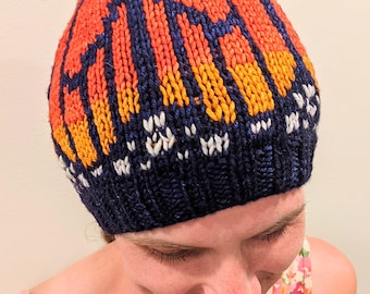 Hand-Knit Merino Wool Machine Washable Beanie - “Monarch”