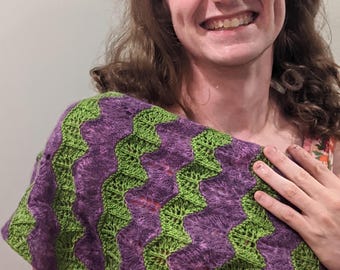 Hand-Knit Wool Triangle Shawl Scarf