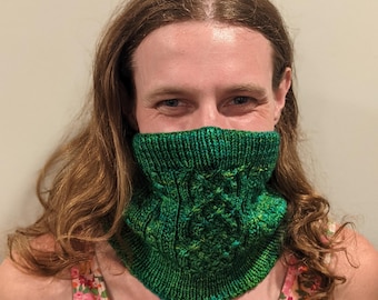 Hand-Knit Merino Wool Machine Washable Celtic Cowl
