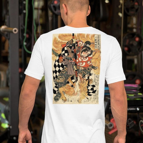 BACK-PRINT Ukiyo-e Unisex T-Shirt, Asian Art T-shirt, Japanese T-shirt, Art T-shirt, woodblock print, Samurai t-shirt