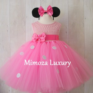 Pink Minnie mouse birthday tutu dress, pink minnie mouse costume