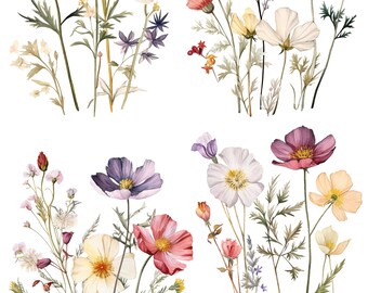 Iron-on images with spring FLOWERS - hot peel / iron on / applications / DTF / transfer / 1x size A4 / pattern / sewing project / diy