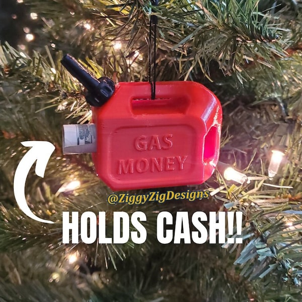 Gas Can Ornament - Gas Money Gift - Funny Gasoline Stocking Stuffer, White Elephant or Gag Gift