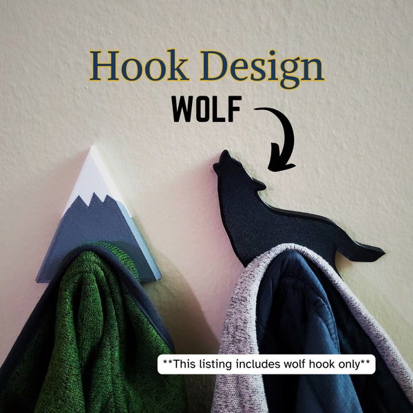 Wolf Coat Hook - Wolf Wall Decoration for Nursery, Kids Room or Cabin - Nature/Animal Wall Hook