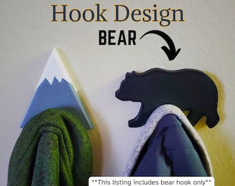 Black Bear Coat Hook - Grizzly Bear Wall Decoration for Nursery, Kids Room or Cabin - Nature/Animal Wall Hook