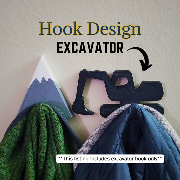 Excavator Coat Hook - Tractor Decoration for Nursery, Kids Room, or Bathroom