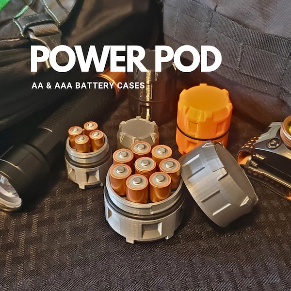 Power Pod - Bugout Bag AA & AAA Battery Cases - Every Day Carry (EDC) Battery Holder - aa Battery Storage - aaa Battery Travel Case