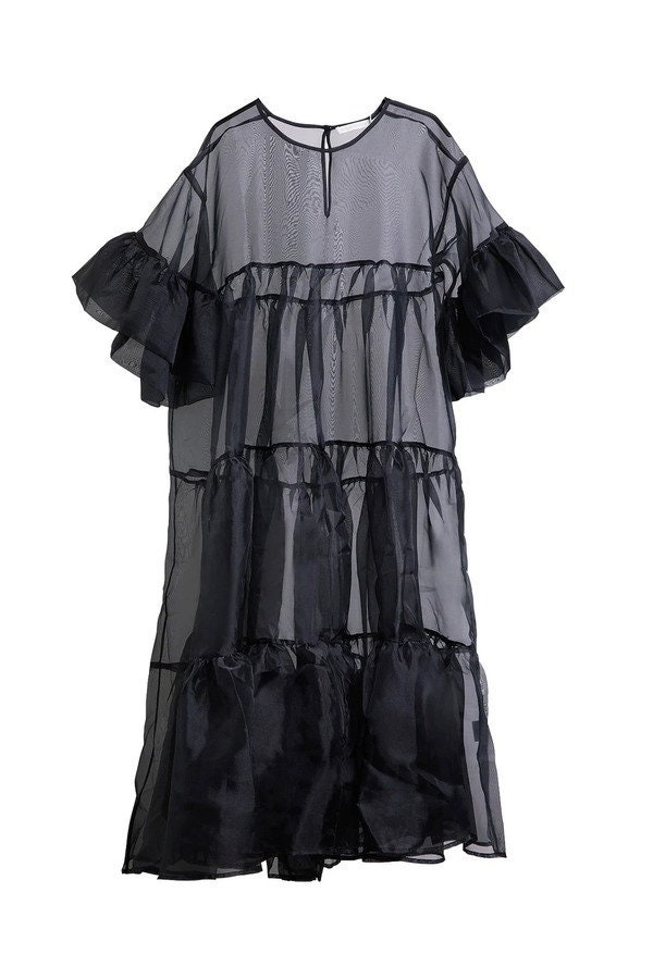 Layered Organza Oversized Maxi Dress /ruffle Maxi Dress Black - Etsy