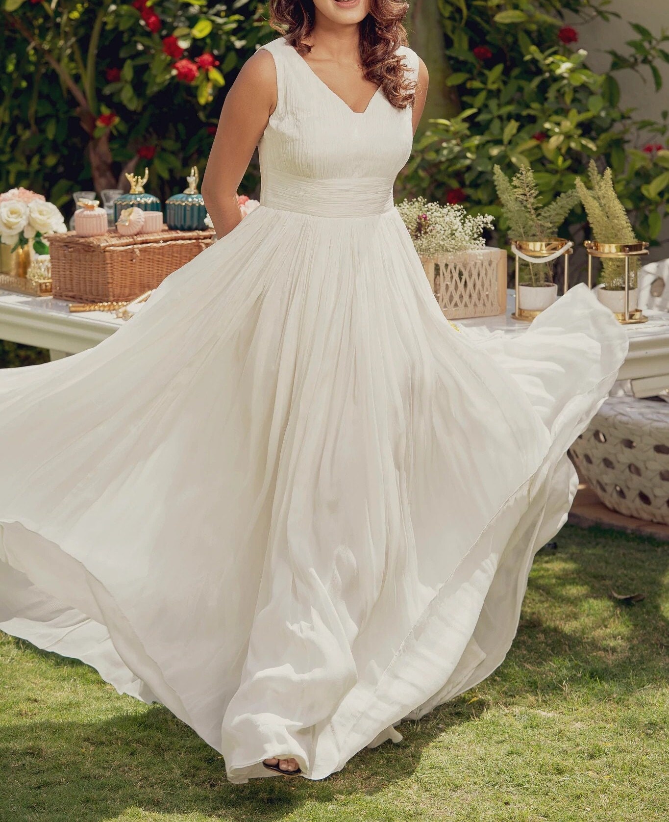 White Chiffon Dress - Etsy