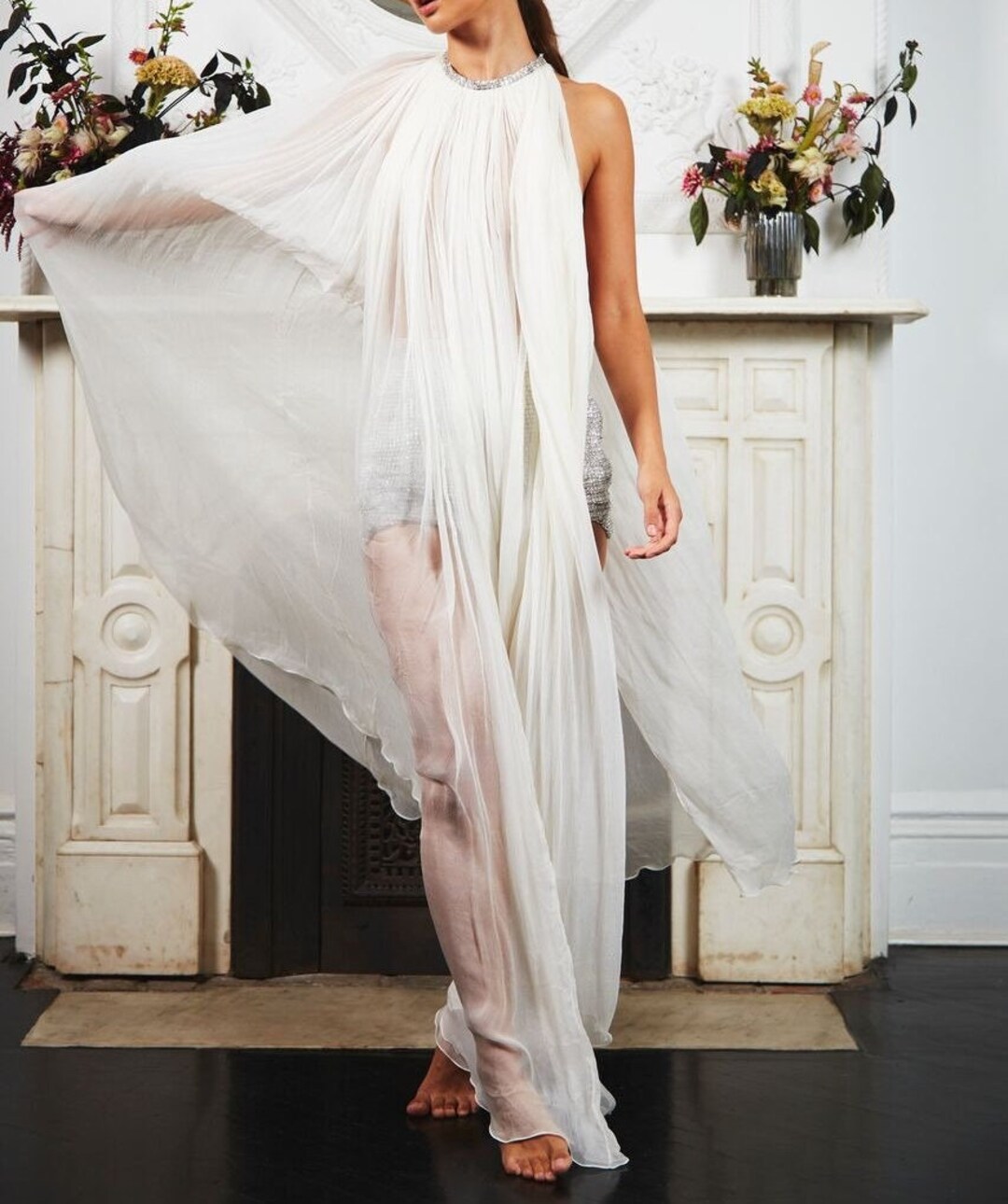 Chiffon Wedding Cape/modern Wedding Capecathedral - Etsy