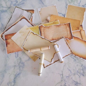 Vintage Scrolls Message Blanks. PDF. For Wedding, Baptism Wishing Jar, Baby Shower, Gift packages, Message in a Bottle. Burnt edge scroll