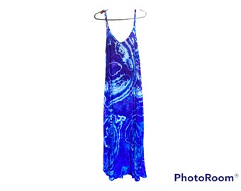 New Handmade Ice Dyed Slip On Rayon Maxi Dress Size Large