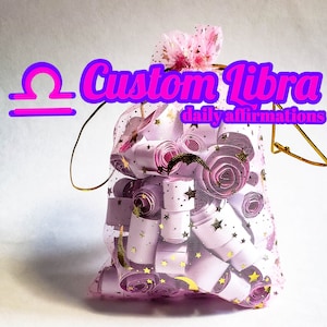 Afirmaciones personalizadas de Libra -92 afirmaciones positivas, regalo personalizado de cuidado personal del zodíaco, mazo de oráculo independiente para el cumpleaños del amante de la astrología