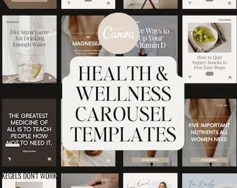 Plantillas de carrusel de Instagram de salud y bienestar para Canva (descarga digital)