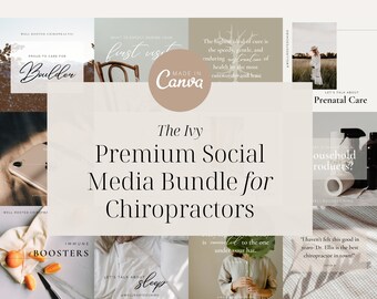 Plantillas para redes sociales de quiroprácticos: Paquete de Instagram de bienestar de Canva (descarga digital)