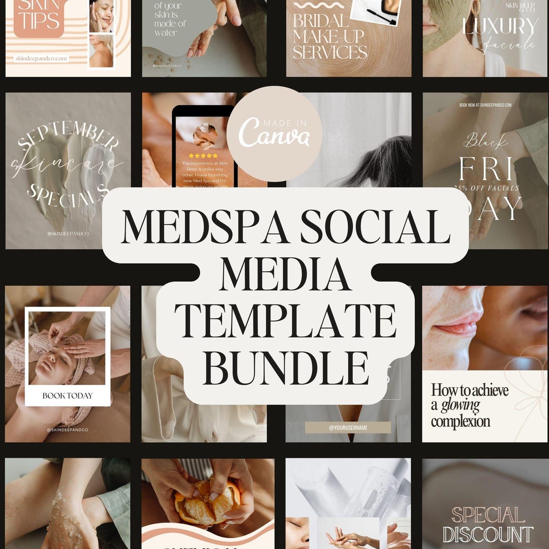 Medspa and Beauty Social Media Templates | 30 Canva Posts & Stories ...