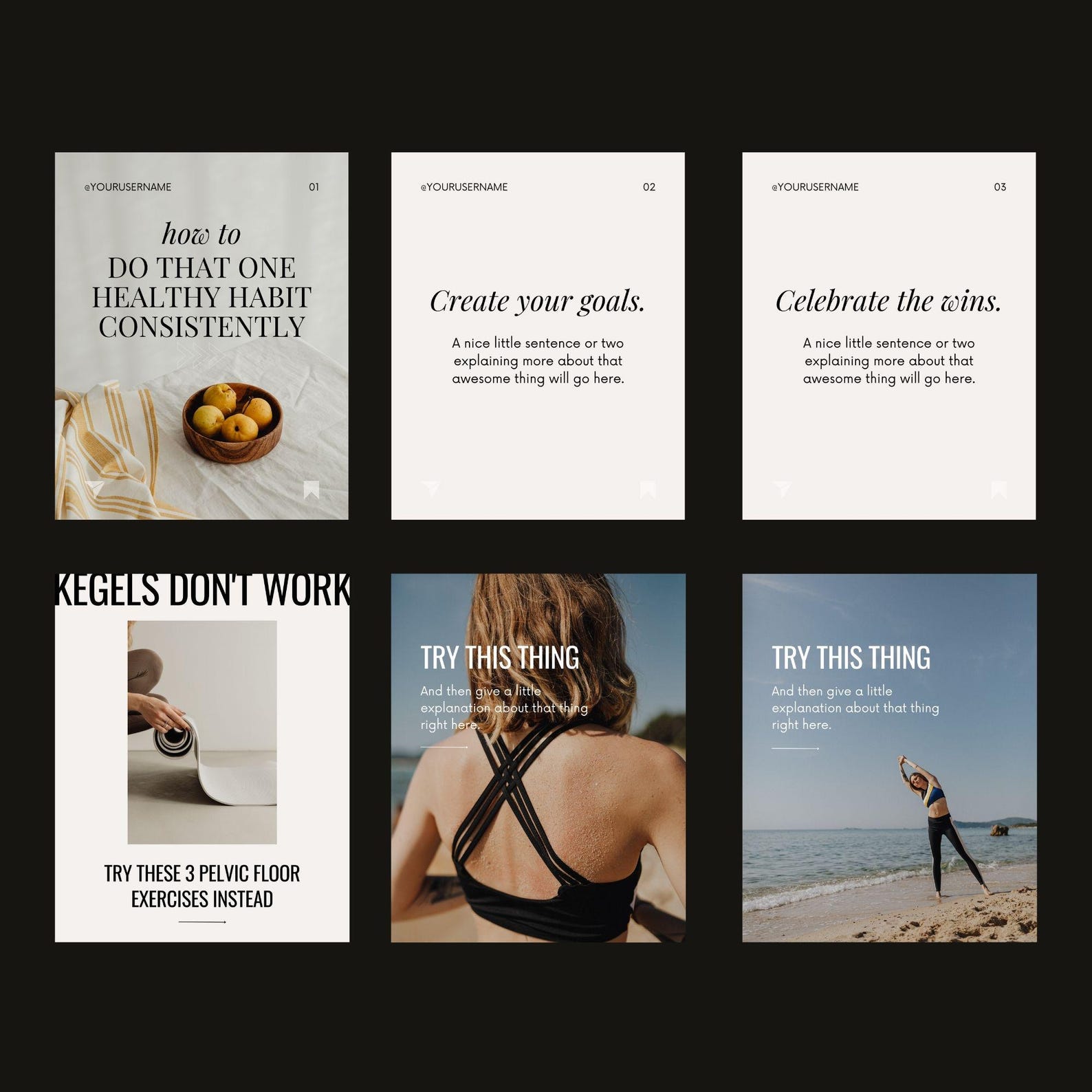 Health & Wellness Instagram Carousel Templates for Canva (digital ...