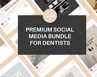 Plantillas para redes sociales de dentistas: publicaciones e historias de Instagram (Canva, descarga digital)