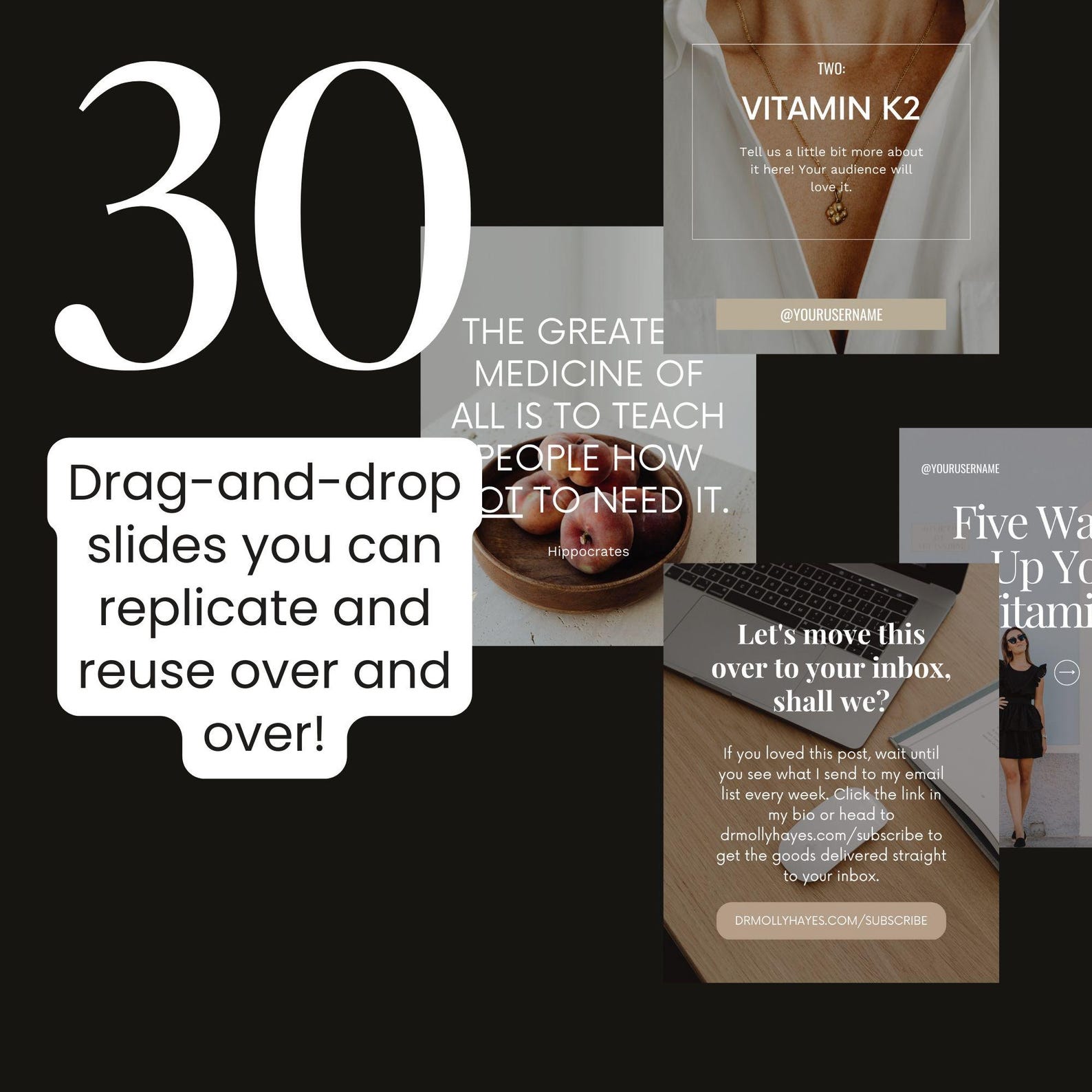 Health & Wellness Instagram Carousel Templates for Canva (digital ...