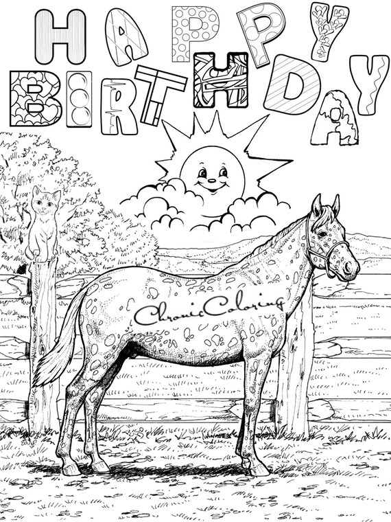 Happy Birthday Horse Coloring Page Coloring Pages