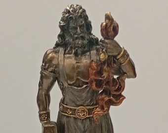 Hephaestus Hephaistos Vulcan - God of fire, smiths, craftsmen, metalworking, stonemasonry and sculpture - Cold Cast Bronze Resin