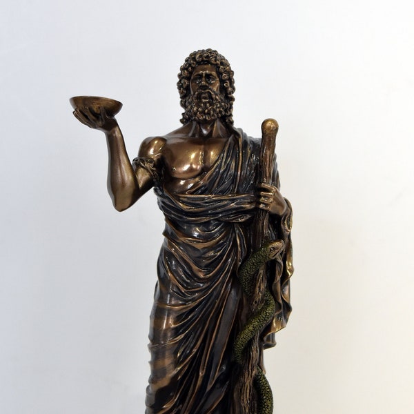 Asclepius Asklepios Aesculapius - A hero and god of medicine in ancient Greek religion and mythology - Cold Cast Bronze Resin