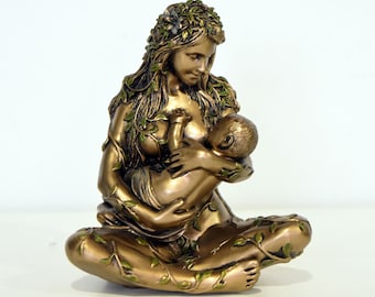 Gaia Gaea Terra Mater - The goddess of the earth - The ancestral mother of all life - Primordial being - Cold Cast Bronze Resin