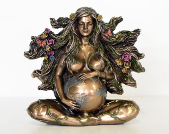 Gaia Gaea Terra Mater - La diosa de la tierra - La madre ancestral de toda la vida - Ser primordial - Resina de bronce fundido en frío