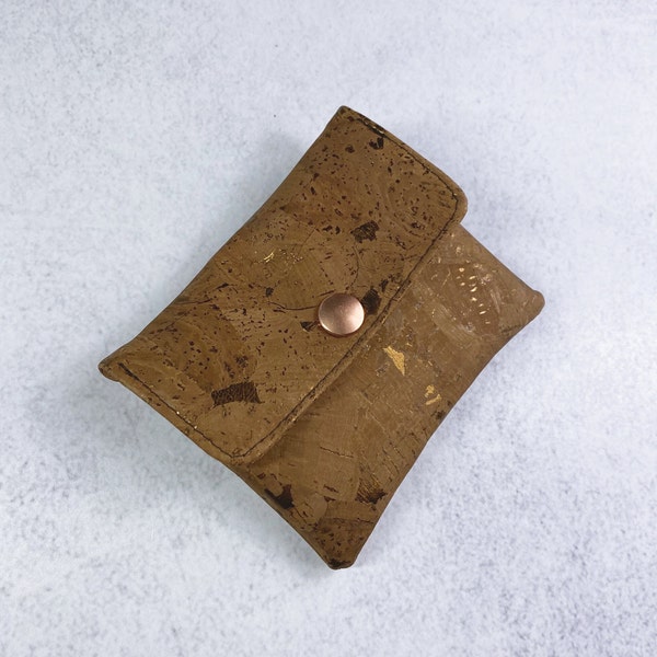 Kleiner Kork - Geldbeutel, Portemonnaie, Geldbörse, Brieftasche in der Farbe Bronze-Kupfer