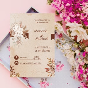 Wedding Invitation Card, Wedding Invite, Floral Wedding Template, Editable Wedding Card, Personalized Card.