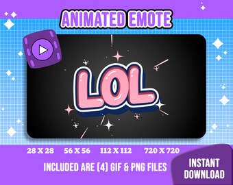 Animated Pink LOL Text Twitch Emote (GIF, PNG)