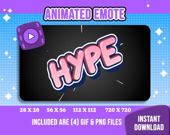 HYPE Animated Emote, Twitch Stream Emote (GIF & PNG, Instant Download)