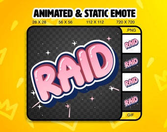 Animated Emote RAID / Static & Animated Twitch Emote /  Streamtastic / Animated Gif and Png files / Instant Download + Ready to Use