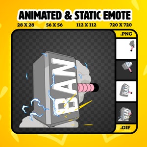 3D Animated BAN HAMMER Emote / Static & Animated Emote / Streamtastic / Animated Gif and Png files / Instant Download + Ready to Use