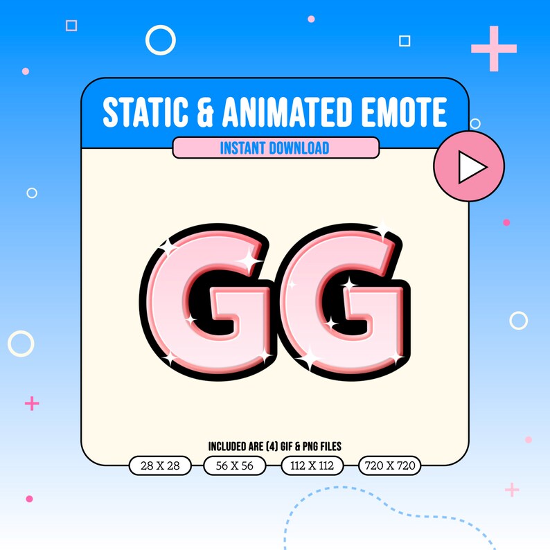 GG GOOD GAME Static & Animated Emote / Glitterized and Etsy