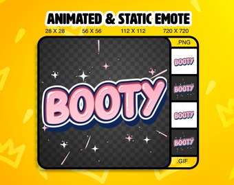 Animated Booty Text Emote, Twitch Stream Emote (GIF & PNG)