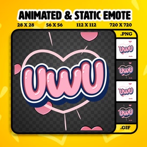 Animierte Emote UwU / Static & Animated Twitch Emote / Streamtastic / Animierte Gif- und Png-Dateien / Sofortiger Download + sofort einsatzbereit